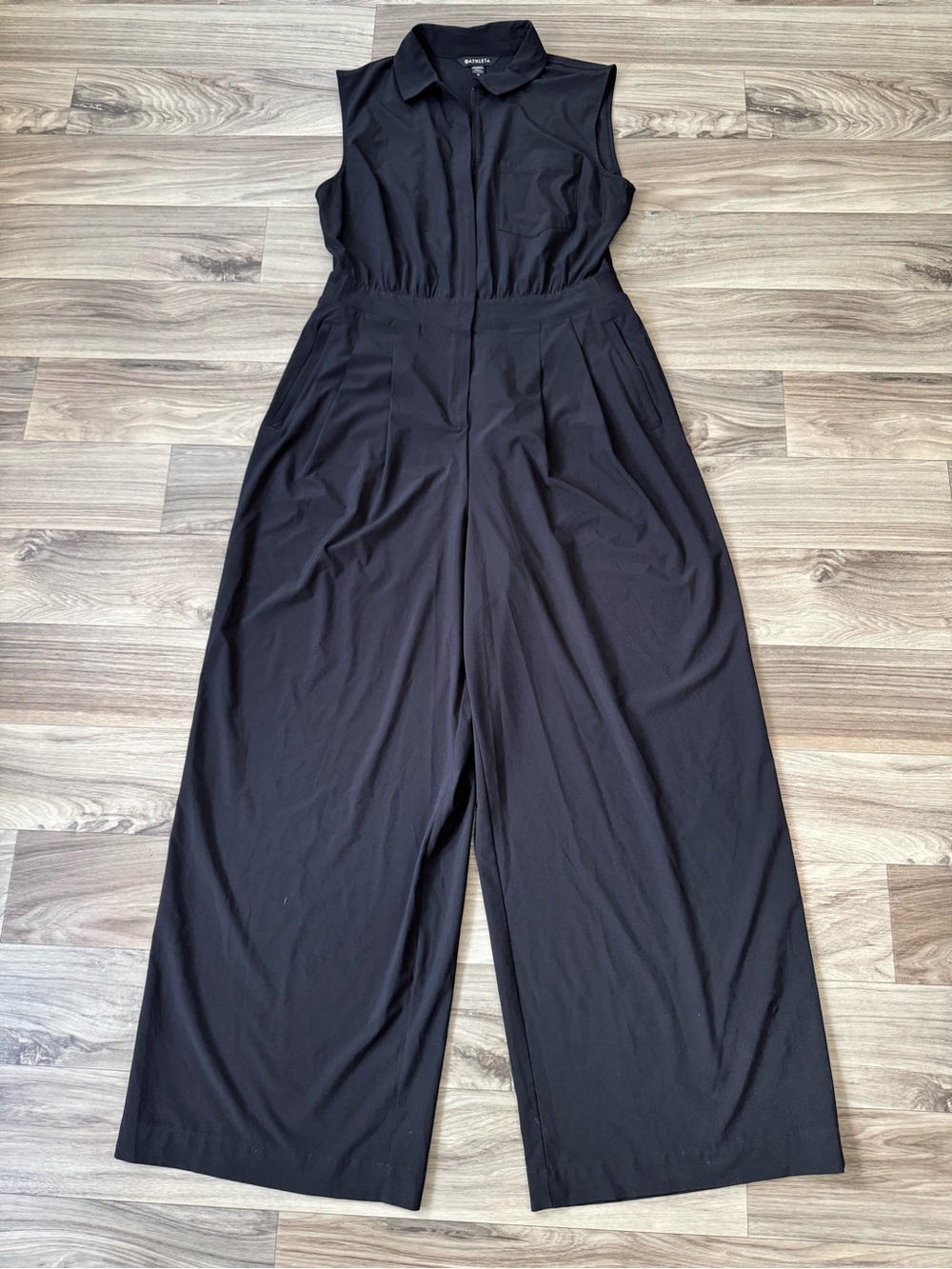 Athleta Brooklyn Heights Wide Leg Jumpsuit in Black Size 12